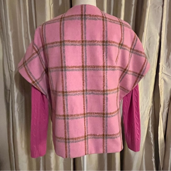 NWT Maeve by Anthropologie Pink Plaid Caplet Poncho Jacket - Picture 4 of 5